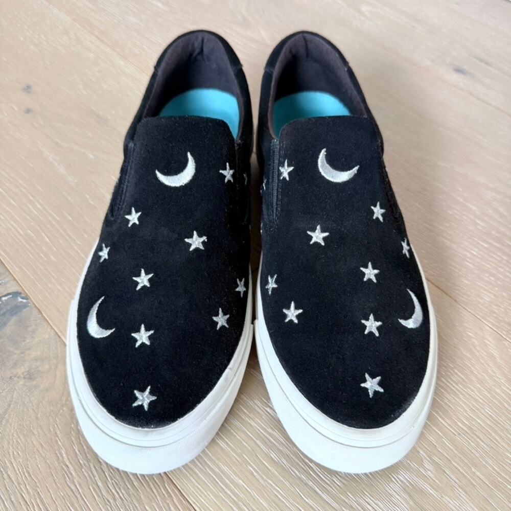 Celestial SeaVees Moon & Star Embroidered Suede Slip-On Sneakers Sz 8.5